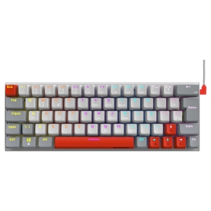 TECLADO MECÂNICO GAMER PCYES KUROMORI 60% WHITE GHOST - SWITCH BLUE - LED RAINBOW - PTKMWG60BL