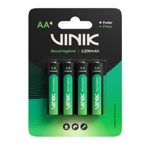 PILHA RECARREGÁVEL AA C/4 - 2200MAH 1.2V - VP2AB4R