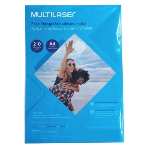 PAPEL FOTOGRÁFICO ADESIVO MATTE 210G A4 COM 10 FOLHAS - PE007