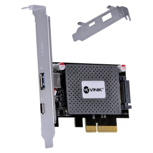 PLACA USB COM USB 3.0 + USB TIPO C / TYPE C 3.1 PCI EXPRESS PCI-E X4 COM LOW PROFILE - PU30C31-LP