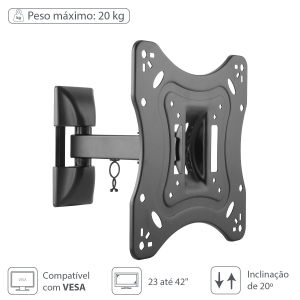 SUPORTE PARA TV/MONITOR LED- LCD DE 23" A 42" ARTICULADO COM INCLINAÇÃO - ST200A