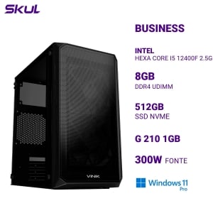 COMPUTADOR B500 HEXA CORE I5 12400F 2.5GHZ MEM 8GB DDR4 SSD 512GB NVME G 210 1GB  FONTE 300W PFC ATIVO WINDOWS 11 PRO