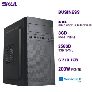 COMPUTADOR B300 QUAD CORE I3 10105F 3.70GHZ MEM 8GB DDR4 SSD 256GB NVME G 210 1GB  FONTE 200W WINDOWS 11 PRO