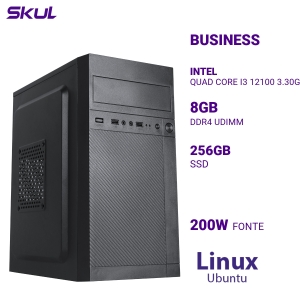 COMPUTADOR B300 QUAD CORE I3 12100 3.30GHZ MEM 8GB DDR4 SSD 256GB FONTE 200W LINUX UBUNTU