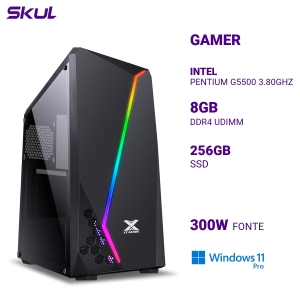 COMPUTADOR GAMER 1000 PENTIUM G5500 3.80GHZ MEM 8GB DDR4 SSD 256GB FONTE 300W PFC ATIVO WINDOWS 11 PRO