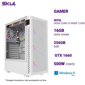 COMPUTADOR GAMER 5000 CORE I5 9400F 2.90GHZ MEM 16GB DDR4 SSD 256GB  GTX 1660 FONTE 500W PFC ATIVO WINDOWS 11 PRO