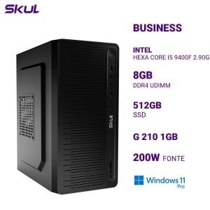 COMPUTADOR B500 HEXA CORE I5 9400F 2.90GHZ MEM 8GB DDR4 SSD 512GB G 210 1GB  FONTE 200W  WINDOWS 11 PRO