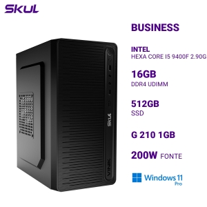 COMPUTADOR B500 HEXA CORE I5 9400F 2.90GHZ MEM 16GB DDR4 SSD 512GB G 210 1GB  FONTE 200W  WINDOWS 11 PRO