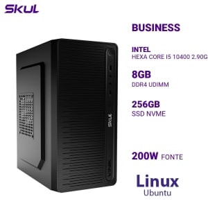 COMPUTADOR B500 HEXA CORE I5 10400 2.90GHZ MEM 8GB DDR4 SSD 256GB NVME FONTE 200W  LINUX UBUNTU