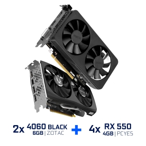 KIT PROMOCIONAL 2X RTX 4060 8GB ZOTAC + 4X RX 550 4GB 128 BITS PCYES