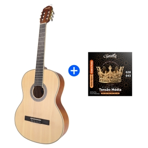 KIT PROMOCIONAL VIOLÃO INICIANTE TONANTE ACÚSTICO LORENZZO NYLON 39" BROWN FOSCO + ENCORDOAMENTO NYLON COBRE PRATA TENSÃO MÉDIA