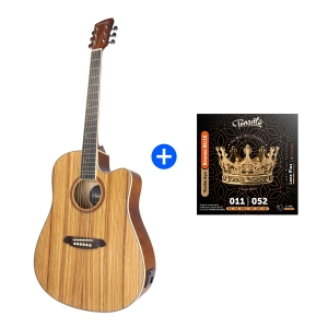 KIT PROMOCIONAL VIOLÃO ELÉTRICO SAFIRA 41" ZEBRA + ENCORDOAMENTO 011 AÇO BRONZE 85 15