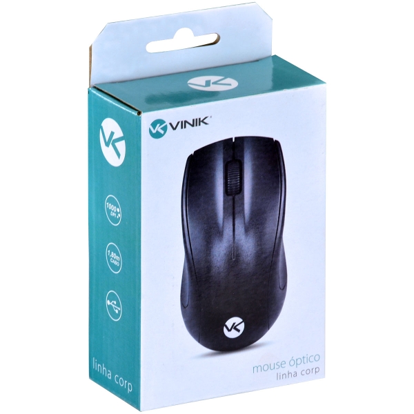 MOUSE USB CORP 1000 DPI CABO 1.8M - VINIK - CM100